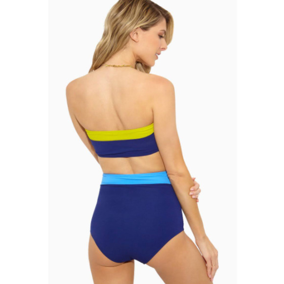 Flagpole Swim Blue Lime Green Bandeau Top - Key Lime Navy Large Large NWT - Picture 4 of 4